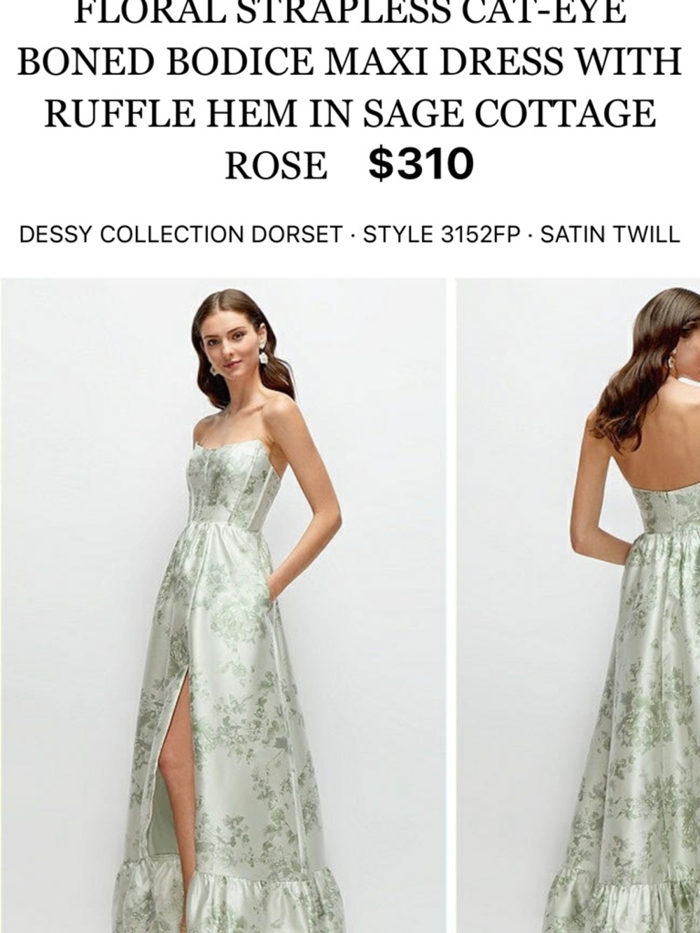Dressy Group Dress in Sage Cotton Rose - Picture 4 of 4